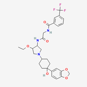 molecular formula C29H34F3N3O6 B12461324 N-[2-[[1-[4-(1,3-benzodioxol-5-yl)-4-hydroxycyclohexyl]-4-ethoxypyrrolidin-3-yl]amino]-2-oxoethyl]-3-(trifluoromethyl)benzamide 