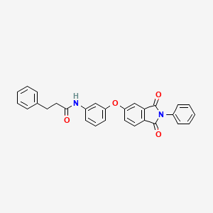 molecular formula C29H22N2O4 B12461333 N-{3-[(1,3-dioxo-2-phenyl-2,3-dihydro-1H-isoindol-5-yl)oxy]phenyl}-3-phenylpropanamide 