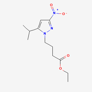 molecular formula C12H19N3O4 B12461351 ethyl 4-[3-nitro-5-(propan-2-yl)-1H-pyrazol-1-yl]butanoate 