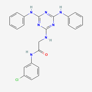 molecular formula C23H20ClN7O B12461366 N~2~-[4,6-bis(phenylamino)-1,3,5-triazin-2-yl]-N-(3-chlorophenyl)glycinamide 
