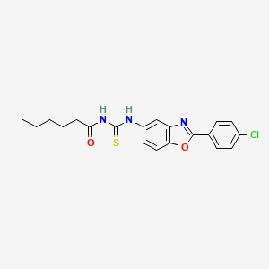 molecular formula C20H20ClN3O2S B12461367 N-{[2-(4-chlorophenyl)-1,3-benzoxazol-5-yl]carbamothioyl}hexanamide 