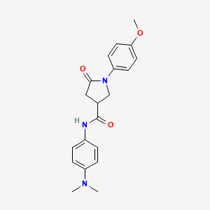 molecular formula C20H23N3O3 B12461381 N-[4-(dimethylamino)phenyl]-1-(4-methoxyphenyl)-5-oxopyrrolidine-3-carboxamide 