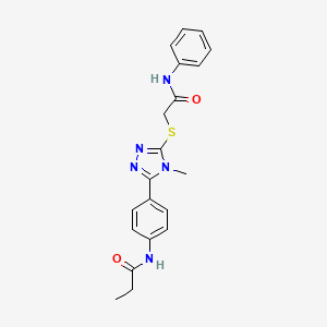 molecular formula C20H21N5O2S B12461411 N-[4-(4-methyl-5-{[2-oxo-2-(phenylamino)ethyl]sulfanyl}-4H-1,2,4-triazol-3-yl)phenyl]propanamide 