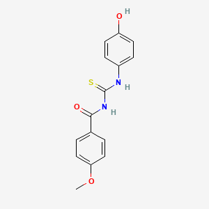 molecular formula C15H14N2O3S B12461472 N-[(4-hydroxyphenyl)carbamothioyl]-4-methoxybenzamide 