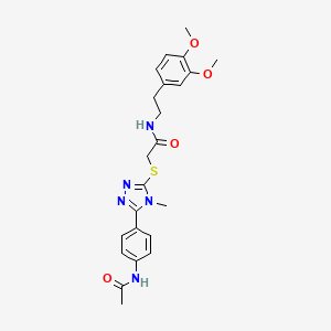 molecular formula C23H27N5O4S B12461525 2-({5-[4-(acetylamino)phenyl]-4-methyl-4H-1,2,4-triazol-3-yl}sulfanyl)-N-[2-(3,4-dimethoxyphenyl)ethyl]acetamide 