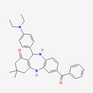 molecular formula C32H35N3O2 B12461543 {11-[4-(diethylamino)phenyl]-1-hydroxy-3,3-dimethyl-3,4,10,11-tetrahydro-2H-dibenzo[b,e][1,4]diazepin-7-yl}(phenyl)methanone 