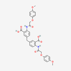 molecular formula C33H30N2O10 B12461549 3,3'-Methanediylbis(6-{[(4-methoxyphenoxy)acetyl]amino}benzoic acid) 