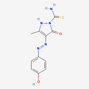 molecular formula C11H11N5O2S B12461557 (4E)-4-[2-(4-hydroxyphenyl)hydrazinylidene]-3-methyl-5-oxo-4,5-dihydro-1H-pyrazole-1-carbothioamide 