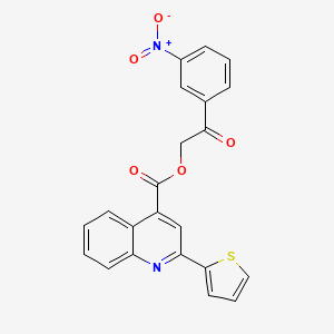 molecular formula C22H14N2O5S B12461586 2-(3-Nitrophenyl)-2-oxoethyl 2-(thiophen-2-yl)quinoline-4-carboxylate 