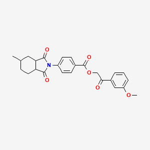 molecular formula C25H25NO6 B12461663 2-(3-methoxyphenyl)-2-oxoethyl 4-(5-methyl-1,3-dioxooctahydro-2H-isoindol-2-yl)benzoate 