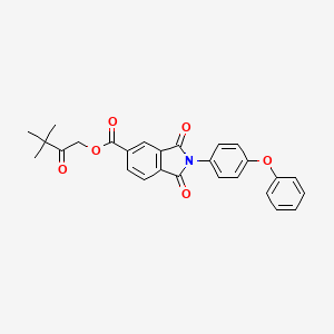 molecular formula C27H23NO6 B12461689 3,3-dimethyl-2-oxobutyl 1,3-dioxo-2-(4-phenoxyphenyl)-2,3-dihydro-1H-isoindole-5-carboxylate 
