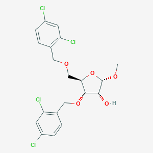 molecular formula C20H20Cl4O5 B124617 1-Methyl-3,5-bis-O-(2,4-dichlorobenzyl)-alpha-D-ribofuranoside CAS No. 168427-35-8