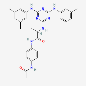 molecular formula C30H34N8O2 B12461730 N-[4-(acetylamino)phenyl]-N~2~-{4,6-bis[(3,5-dimethylphenyl)amino]-1,3,5-triazin-2-yl}alaninamide 