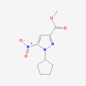 molecular formula C10H13N3O4 B12461746 methyl 1-cyclopentyl-5-nitro-1H-pyrazole-3-carboxylate 