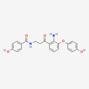 molecular formula C22H20N2O5 B1246188 N-(3-(2-amino-3-(4-hydroxyphenoxy)phenyl)-3-oxopropyl)-4-hydroxybenzamide 