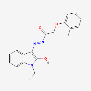 molecular formula C19H19N3O3 B12461892 N'-[(3Z)-1-ethyl-2-oxo-1,2-dihydro-3H-indol-3-ylidene]-2-(2-methylphenoxy)acetohydrazide 