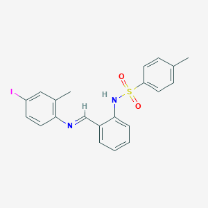 molecular formula C21H19IN2O2S B12461896 N-(2-{(E)-[(4-iodo-2-methylphenyl)imino]methyl}phenyl)-4-methylbenzenesulfonamide 