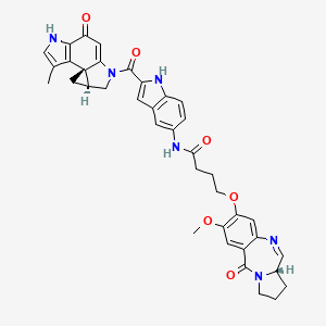 molecular formula C38H36N6O6 B1246195 4-[[(6aS)-2-methoxy-11-oxo-6a,7,8,9-tetrahydropyrrolo[2,1-c][1,4]benzodiazepin-3-yl]oxy]-N-[2-[(1R,12S)-3-methyl-7-oxo-5,10-diazatetracyclo[7.4.0.01,12.02,6]trideca-2(6),3,8-triene-10-carbonyl]-1H-indol-5-yl]butanamide 