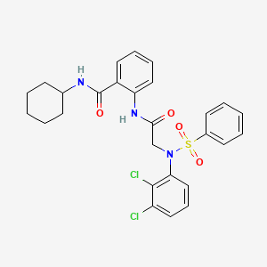 molecular formula C27H27Cl2N3O4S B12461986 N-cyclohexyl-2-{[N-(2,3-dichlorophenyl)-N-(phenylsulfonyl)glycyl]amino}benzamide 