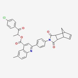 molecular formula C35H27ClN2O5 B12462013 1-(4-chlorophenyl)-1-oxopropan-2-yl 2-[4-(1,3-dioxo-1,3,3a,4,7,7a-hexahydro-2H-4,7-methanoisoindol-2-yl)phenyl]-6-methylquinoline-4-carboxylate 