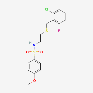 molecular formula C16H17ClFNO3S2 B12462020 N-{2-[(2-chloro-6-fluorobenzyl)sulfanyl]ethyl}-4-methoxybenzenesulfonamide 