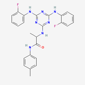 molecular formula C25H23F2N7O B12462027 N~2~-{4,6-bis[(2-fluorophenyl)amino]-1,3,5-triazin-2-yl}-N-(4-methylphenyl)alaninamide 