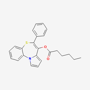 molecular formula C24H23NO2S B1246206 6-Phenyl-7-hexanoyloxypyrrolo[2,1-d][1,5]benzothiazepine 
