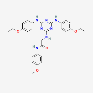 molecular formula C28H31N7O4 B12462068 N~2~-{4,6-bis[(4-ethoxyphenyl)amino]-1,3,5-triazin-2-yl}-N-(4-methoxyphenyl)glycinamide 