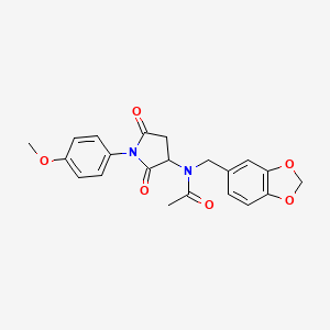 molecular formula C21H20N2O6 B12462130 N-(1,3-benzodioxol-5-ylmethyl)-N-[1-(4-methoxyphenyl)-2,5-dioxopyrrolidin-3-yl]acetamide 