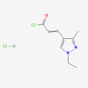 molecular formula C9H12Cl2N2O B12462149 3-(1-Ethyl-3-methylpyrazol-4-yl)prop-2-enoyl chloride;hydrochloride 
