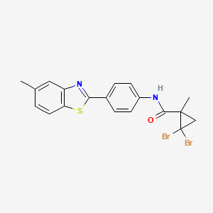 molecular formula C19H16Br2N2OS B12462164 2,2-dibromo-1-methyl-N-[4-(5-methyl-1,3-benzothiazol-2-yl)phenyl]cyclopropane-1-carboxamide 