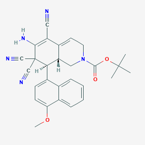 molecular formula C28H27N5O3 B12462201 tert-butyl (8S,8aR)-6-amino-5,7,7-tricyano-8-(4-methoxynaphthalen-1-yl)-1,3,8,8a-tetrahydroisoquinoline-2-carboxylate 