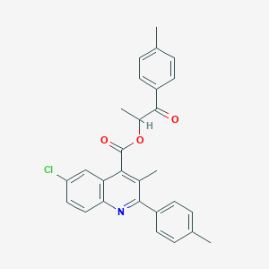 molecular formula C28H24ClNO3 B12462227 1-(4-Methylphenyl)-1-oxopropan-2-yl 6-chloro-3-methyl-2-(4-methylphenyl)quinoline-4-carboxylate 