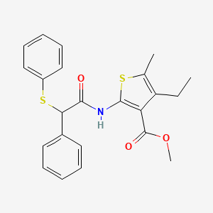 molecular formula C23H23NO3S2 B12462257 Methyl 4-ethyl-5-methyl-2-{[phenyl(phenylsulfanyl)acetyl]amino}thiophene-3-carboxylate 