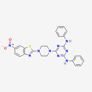 molecular formula C26H23N9O2S B12462272 6-[4-(6-nitro-1,3-benzothiazol-2-yl)piperazin-1-yl]-N,N'-diphenyl-1,3,5-triazine-2,4-diamine 