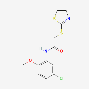 molecular formula C12H13ClN2O2S2 B12462422 N-(5-chloro-2-methoxyphenyl)-2-(4,5-dihydro-1,3-thiazol-2-ylsulfanyl)acetamide 