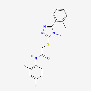 molecular formula C19H19IN4OS B12462490 N-(4-iodo-2-methylphenyl)-2-{[4-methyl-5-(2-methylphenyl)-4H-1,2,4-triazol-3-yl]sulfanyl}acetamide 