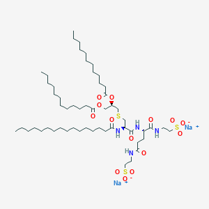 molecular formula C55H102N4Na2O14S3 B1246255 disodium;2-[[(4S)-4-[[(2R)-3-[(2R)-2,3-di(dodecanoyloxy)propyl]sulfanyl-2-(hexadecanoylamino)propanoyl]amino]-5-oxo-5-(2-sulfonatoethylamino)pentanoyl]amino]ethanesulfonate 