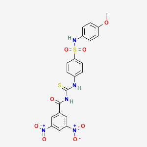 molecular formula C21H17N5O8S2 B12462637 N-({4-[(4-methoxyphenyl)sulfamoyl]phenyl}carbamothioyl)-3,5-dinitrobenzamide 