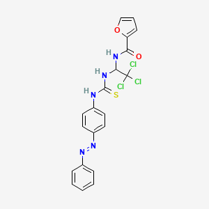molecular formula C20H16Cl3N5O2S B12462638 N-{2,2,2-trichloro-1-[({4-[(Z)-phenyldiazenyl]phenyl}carbamothioyl)amino]ethyl}furan-2-carboxamide CAS No. 303775-22-6