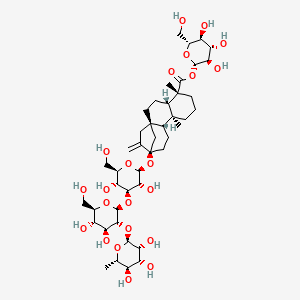 molecular formula C44H70O22 B12462683 [(2S,3R,4S,5S,6R)-3,4,5-trihydroxy-6-(hydroxymethyl)oxan-2-yl] (1S,4S,5R,9S,10R,13R)-13-[(2S,3R,4S,5R,6R)-4-[(2S,3R,4S,5S,6R)-4,5-dihydroxy-6-(hydroxymethyl)-3-[(2S,3R,4R,5R,6S)-3,4,5-trihydroxy-6-methyloxan-2-yl]oxyoxan-2-yl]oxy-3,5-dihydroxy-6-(hydroxymethyl)oxan-2-yl]oxy-5,9-dimethyl-14-methylidenetetracyclo[11.2.1.01,10.04,9]hexadecane-5-carboxylate 