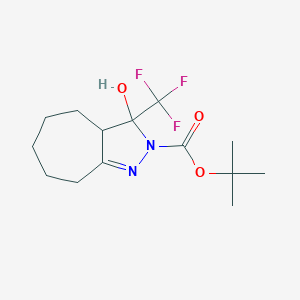 molecular formula C14H21F3N2O3 B12462709 tert-butyl 3-hydroxy-3-(trifluoromethyl)-3a,4,5,6,7,8-hexahydrocyclohepta[c]pyrazole-2(3H)-carboxylate 