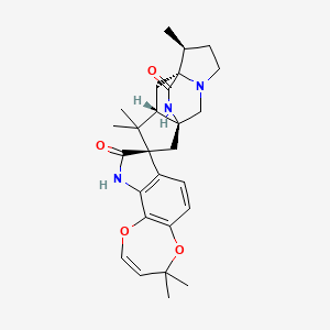 molecular formula C27H33N3O4 B1246274 (1'S,6'S,7'R,8R,9'S)-4,4,6',10',10'-pentamethylspiro[10H-[1,4]dioxepino[2,3-g]indole-8,11'-3,13-diazatetracyclo[5.5.2.01,9.03,7]tetradecane]-9,14'-dione 