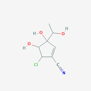molecular formula C8H10ClNO3 B1246275 5-Chloro-3,4-dihydroxy-3-(1-hydroxyethyl)cyclopentene-1-carbonitrile 