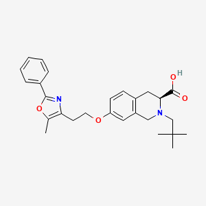 molecular formula C27H32N2O4 B1246280 (s)-2-(2,2-Dimethylpropyl)-7-[2-(5-methyl-2-phenyloxazol-4-yl)ethoxy]-1,2,3,4-tetrahydroisoquinoline-3-carboxylic acid 