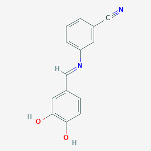 molecular formula C14H10N2O2 B12462801 3-{[(E)-(3,4-dihydroxyphenyl)methylidene]amino}benzonitrile 