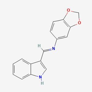 molecular formula C16H12N2O2 B12462827 N-[(E)-1H-indol-3-ylmethylidene]-1,3-benzodioxol-5-amine 