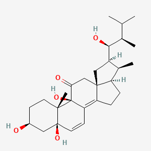 molecular formula C28H42O5 B1246286 (5R,6S,7R,9R,12S,13S,16S,18R)-12,16,18-trihydroxy-7-[(1S,2R)-1-hydroxy-2,3-dimethylbutyl]-6,13-dimethylpentacyclo[10.8.0.02,9.05,9.013,18]icosa-1,19-dien-11-one 