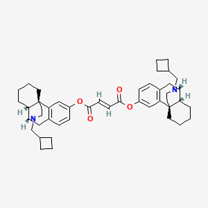 molecular formula C46H58N2O4 B1246288 bis[(1R,9R,10R)-17-(cyclobutylmethyl)-17-azatetracyclo[7.5.3.01,10.02,7]heptadeca-2(7),3,5-trien-4-yl] (E)-but-2-enedioate 