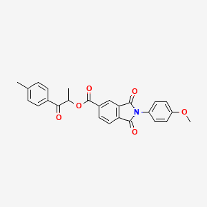 molecular formula C26H21NO6 B12462980 1-(4-methylphenyl)-1-oxopropan-2-yl 2-(4-methoxyphenyl)-1,3-dioxo-2,3-dihydro-1H-isoindole-5-carboxylate 